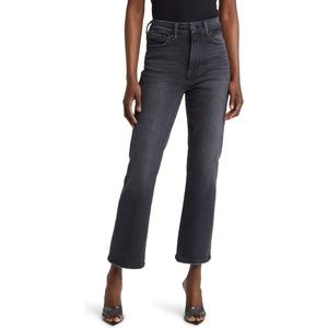 Good American Women's Good Straight Jeans Black184 Stretch Petite HEMMED 4/27